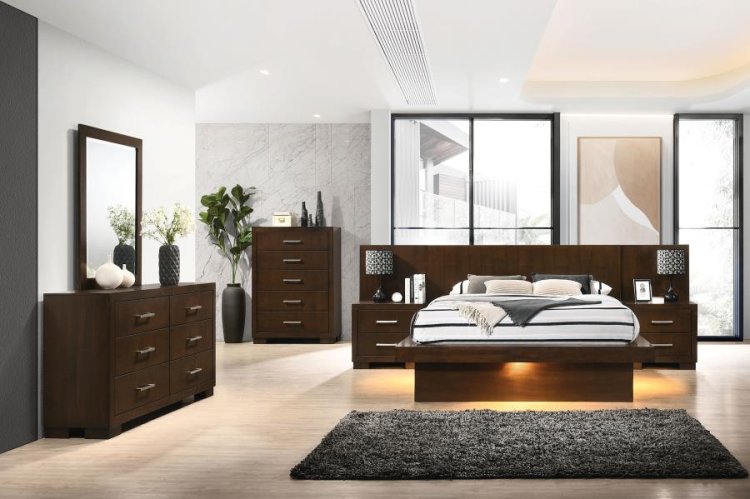 Modal Additional Images for Jessica Wood Queen LED Panel Bed Cappuccino
