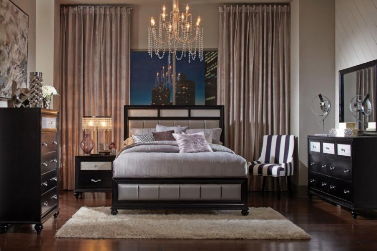 Modal Additional Images for Barzini Wood Eastern King Panel Bed Black