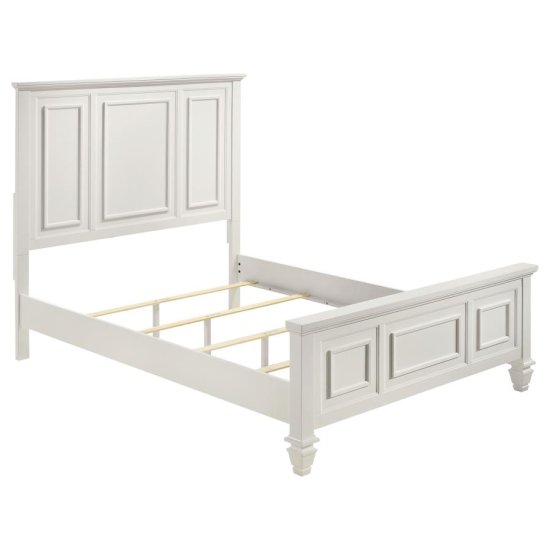 (image for) Sandy Beach Wood Queen Panel Bed Cream White