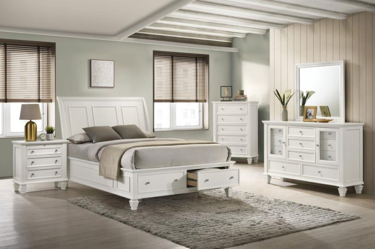 Modal Additional Images for Sandy Beach Wood Eastern King Storage Panel Bed Cream White