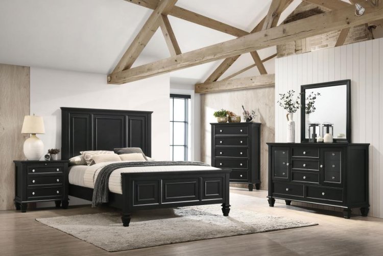 Modal Additional Images for Sandy Beach Wood Eastern King Panel Bed Black