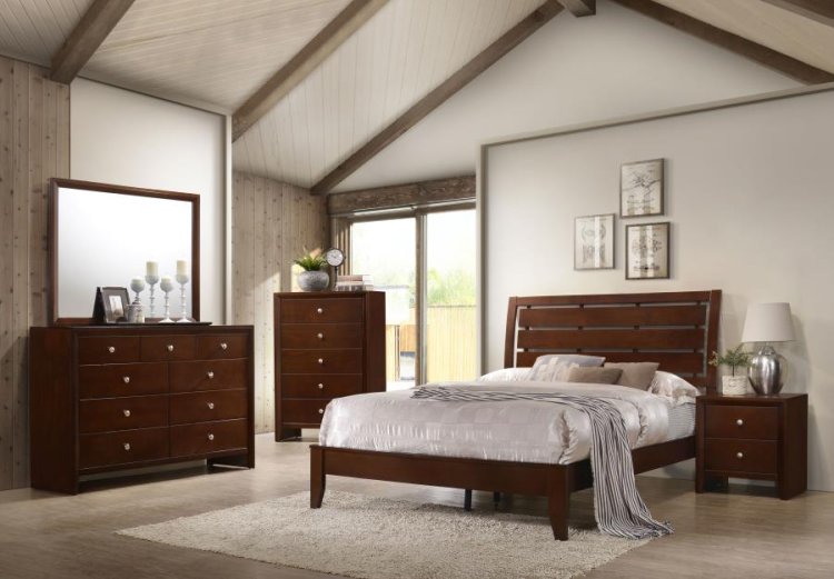 Modal Additional Images for Serenity Wood Queen Panel Bed Rich Merlot