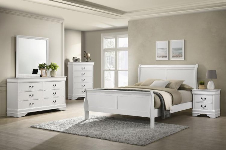 Modal Additional Images for Louis Philippe 47-inch Full Sleigh Panel Bed White