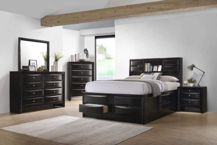 Modal Additional Images for Briana Wood Queen Storage Bookcase Bed Black