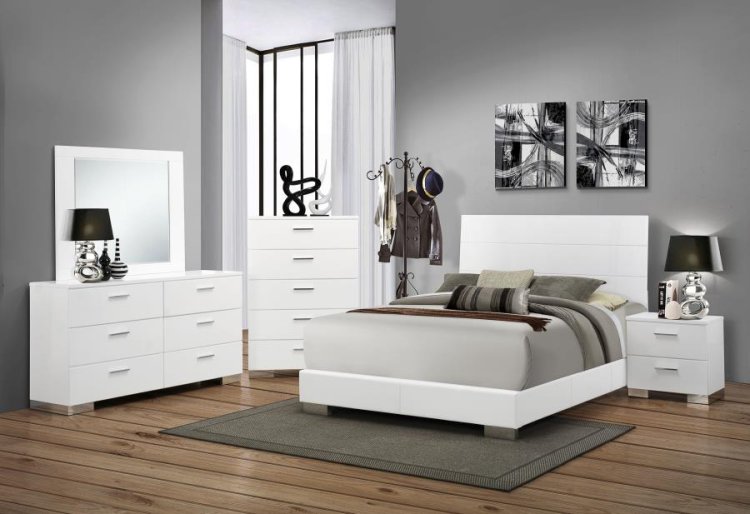 Modal Additional Images for Felicity Wood Queen Panel Bed White High Gloss