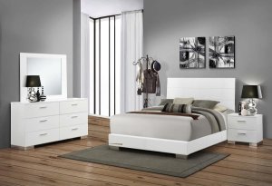 (image for) Felicity 4-piece Queen Bedroom Set White High Gloss