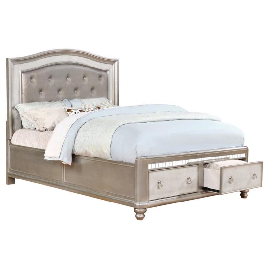 (image for) Bling Game Eastern King Storage Panel Bed Metallic Platinum
