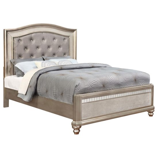 (image for) Bling Game Wood Eastern King Panel Bed Metallic Platinum