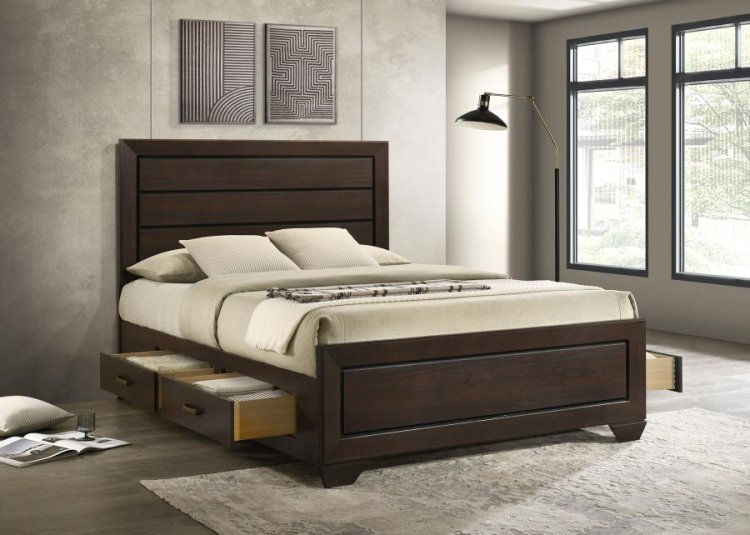 Kauffman Wood Queen Storage Panel Bed Dark Cocoa