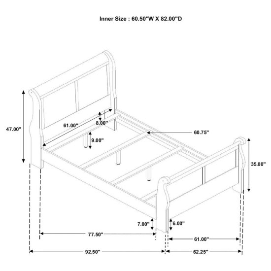 Louis Philippe Wood Queen Sleigh Bed White