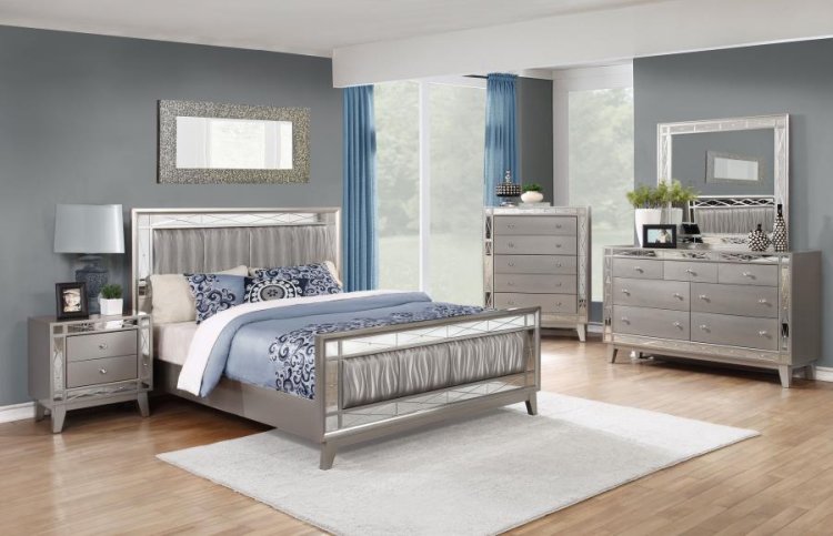 Modal Additional Images for Leighton Wood Eastern King Panel Bed Metallic Mercury