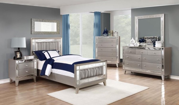 Modal Additional Images for Leighton Wood Twin Panel Bed Metallic Mercury
