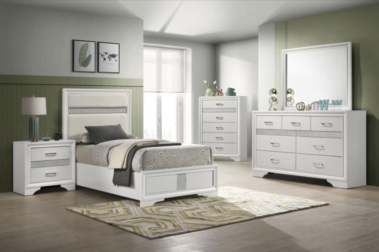 Modal Additional Images for Miranda 54-inch Upholstered Twin Panel Bed White