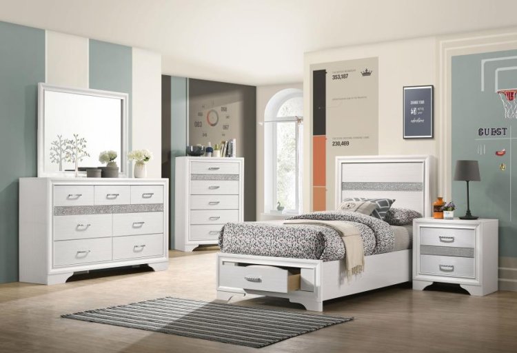 Modal Additional Images for Miranda 51-inch Wood Twin Storage Panel Bed White