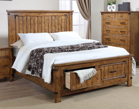 (image for) Brenner Wood Full Storage Panel Bed Rustic Honey
