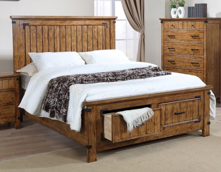 (image for) Brenner Wood Full Storage Panel Bed Rustic Honey