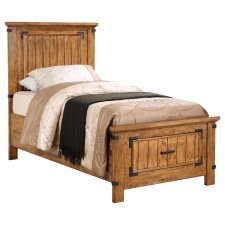 (image for) Brenner Wood Twin Storage Panel Bed Rustic Honey