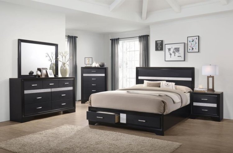 Modal Additional Images for Miranda 51-inch Wood Eastern King Storage Panel Bed Black
