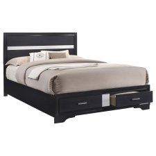(image for) Miranda 51-inch Wood Eastern King Storage Panel Bed Black