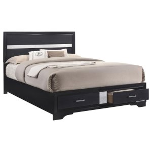 (image for) Miranda 51-inch Wood Eastern King Storage Panel Bed Black