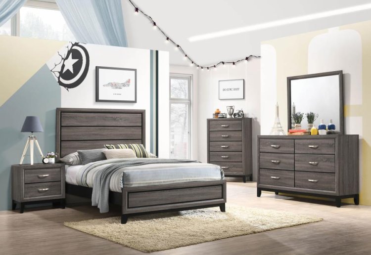 Modal Additional Images for Watson Wood Full Panel Bed Grey Oak