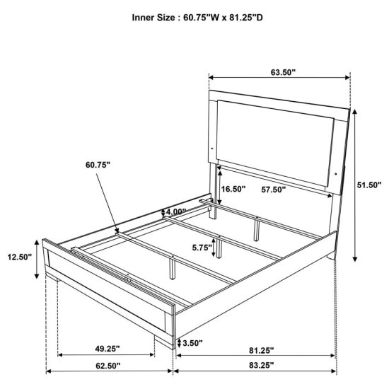 Hyland Wood Queen LED Panel Bed Natural and White