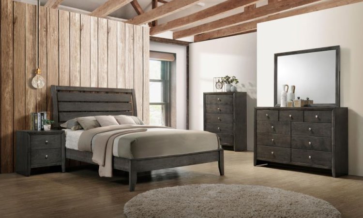 Modal Additional Images for Serenity Wood Queen Panel Bed Mod Grey