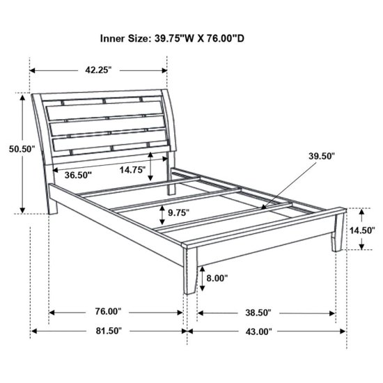 Serenity Wood Twin Panel Bed Mod Grey