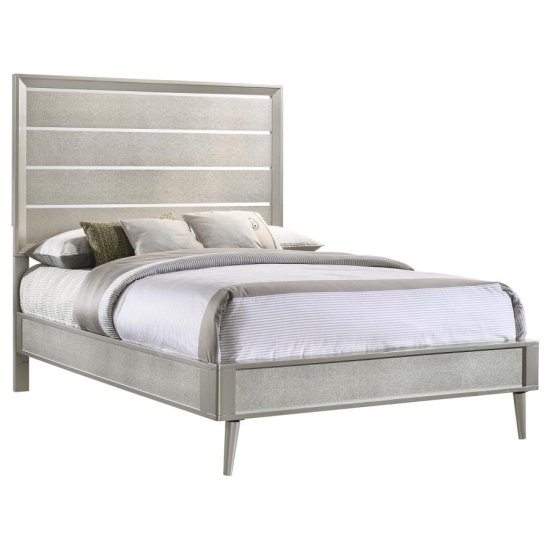 Ramon Wood Full Panel Bed Metallic Sterling