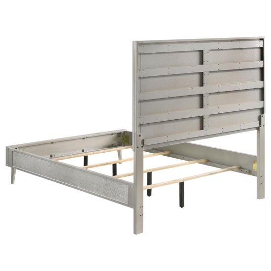 Ramon Wood Full Panel Bed Metallic Sterling
