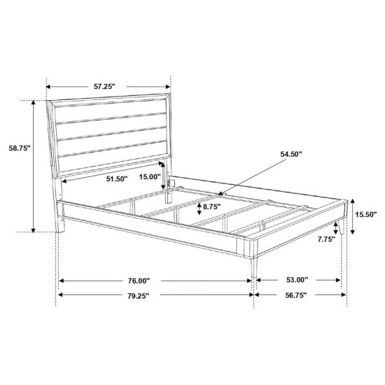 Ramon Wood Full Panel Bed Metallic Sterling