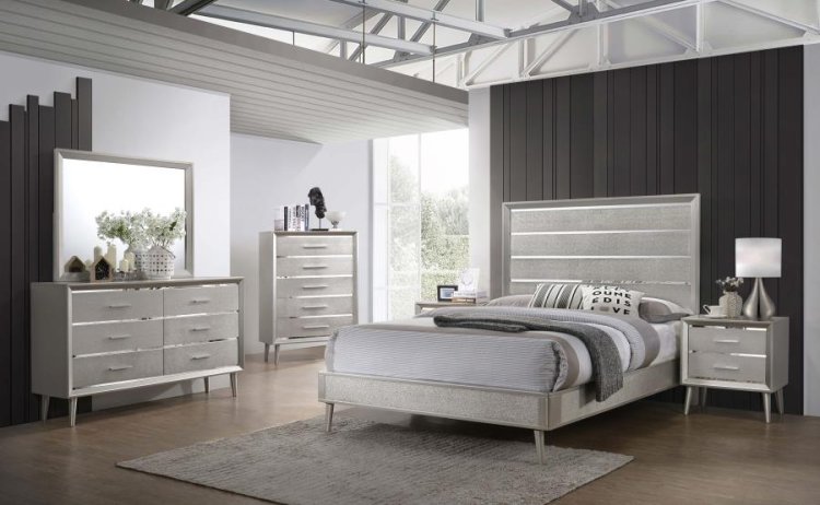 Modal Additional Images for Ramon Wood Queen Panel Bed Metallic Sterling