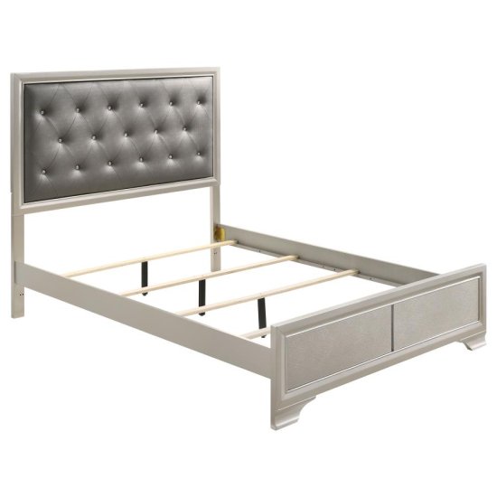 (image for) Salford Wood Eastern King Panel Bed Metallic Sterling 