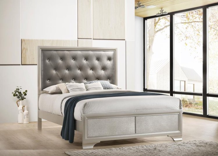 Salford Wood Queen Panel Bed Metallic Sterling 