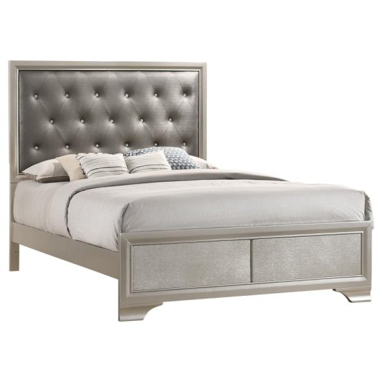 Salford Wood Queen Panel Bed Metallic Sterling 