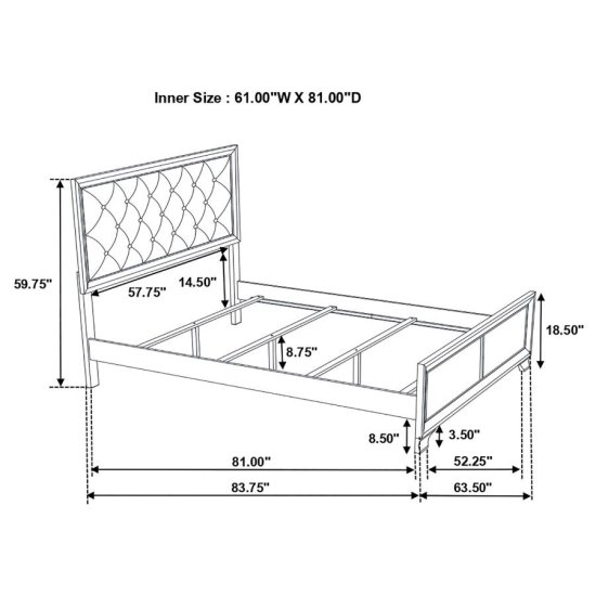 Salford Wood Queen Panel Bed Metallic Sterling 