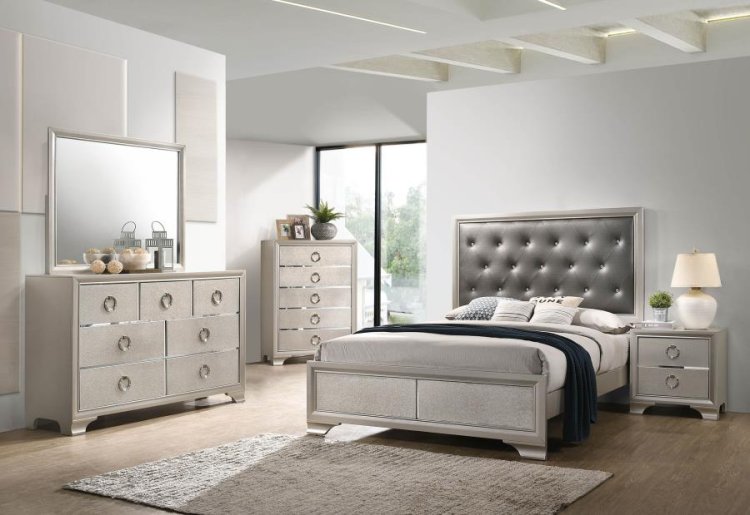 Modal Additional Images for Salford Wood Queen Panel Bed Metallic Sterling 