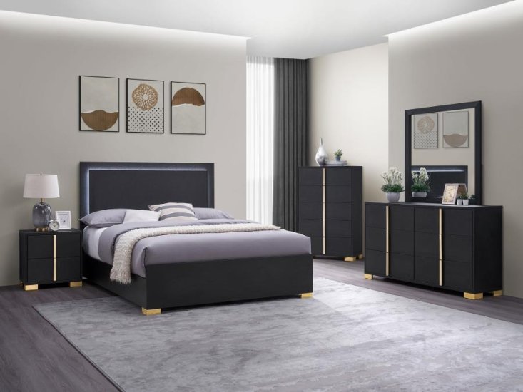 Modal Additional Images for Marceline Wood Eastern King LED Panel Bed Black