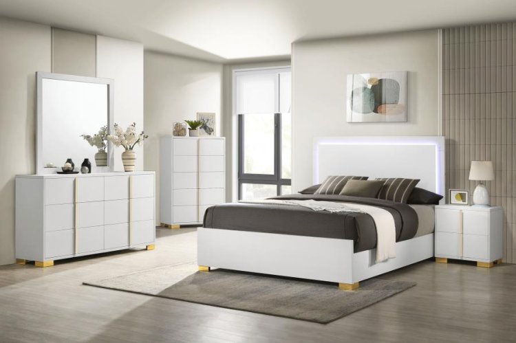Modal Additional Images for Marceline Wood Queen LED Panel Bed White