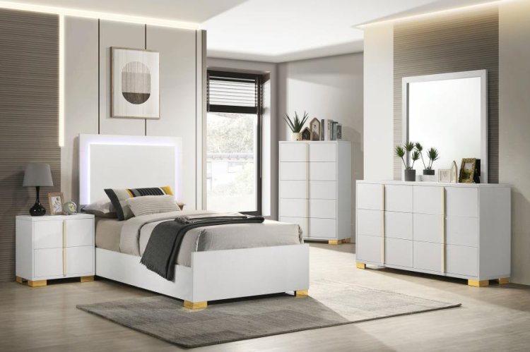 Modal Additional Images for Marceline Wood Twin LED Panel Bed White