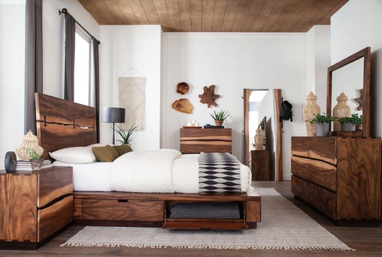 Modal Additional Images for Winslow Wood Queen Storage Panel Bed Smokey Walnut