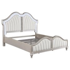 (image for) Evangeline Wood Queen LED Panel Bed Silver Oak