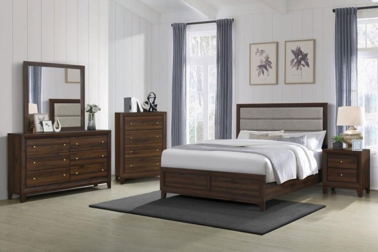 Modal Additional Images for Welsley 50-inch Upholstered Eastern King Bed Walnut