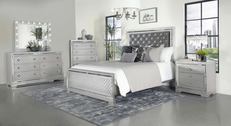 Modal Additional Images for Eleanor Wood Eastern King Panel Bed Metallic Mercury