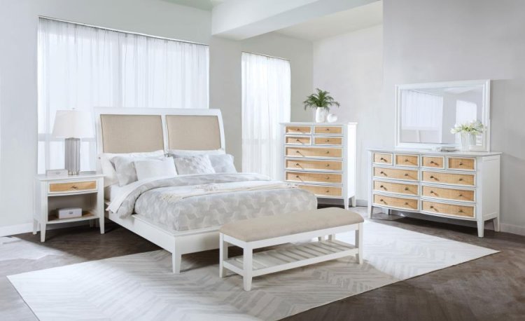 Modal Additional Images for Bexhill 56-inch Upholstered Queen Panel Bed White