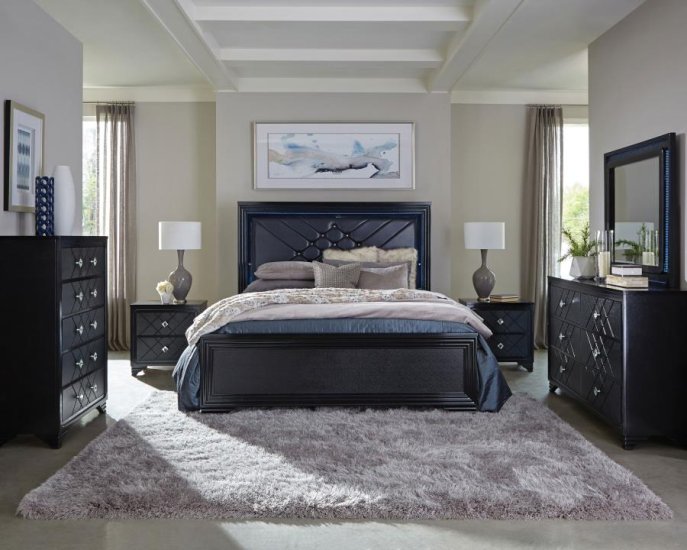 Modal Additional Images for Penelope Wood Queen LED Panel Bed Midnight Star