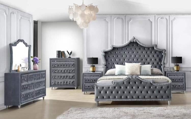 Modal Additional Images for Antonella Upholstered Eastern King Panel Bed Grey