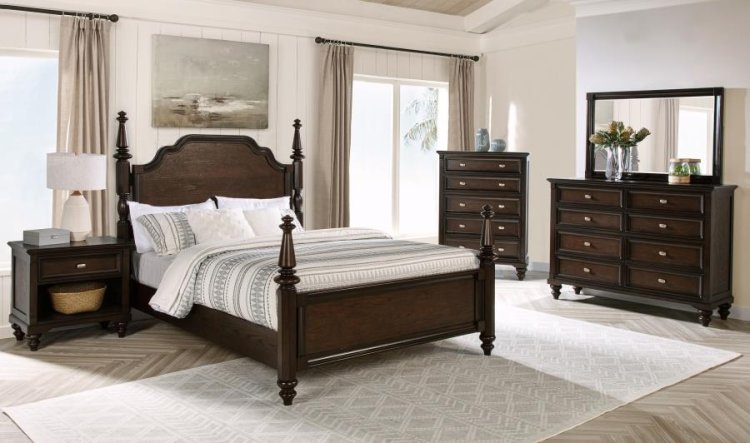 Modal Additional Images for Andover 63-inch Four Poster Queen Bed Dark Oak