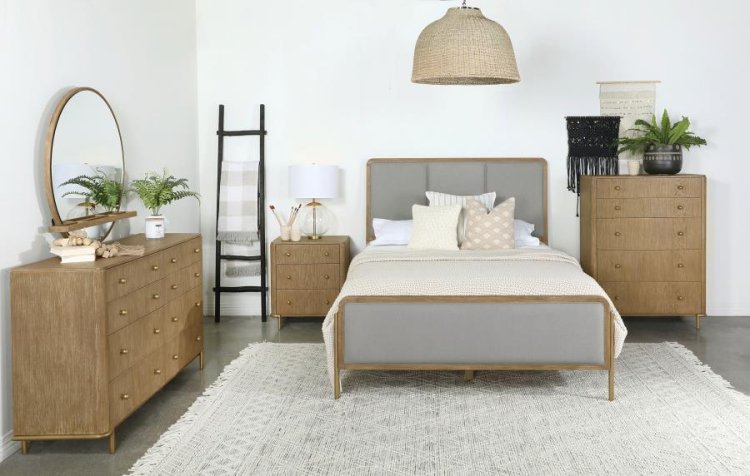Modal Additional Images for Arini Upholstered Queen Panel Bed Sand Wash and Grey