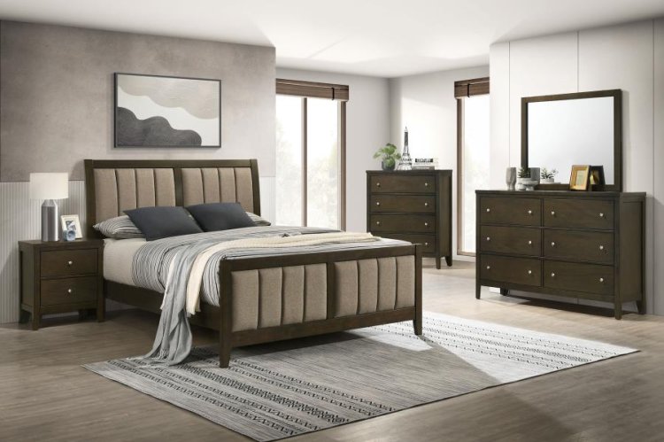 Modal Additional Images for Wilkes 51-inch Upholstered Queen Bed Dark Cocoa
